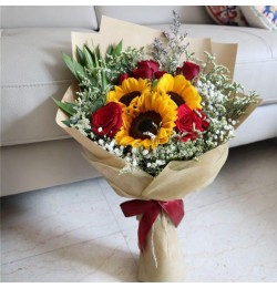 SunFlower and roses bouquet 